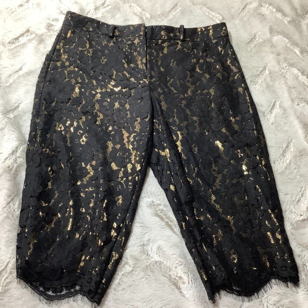 robert rodriguez black gold lace overlay shorts size 2